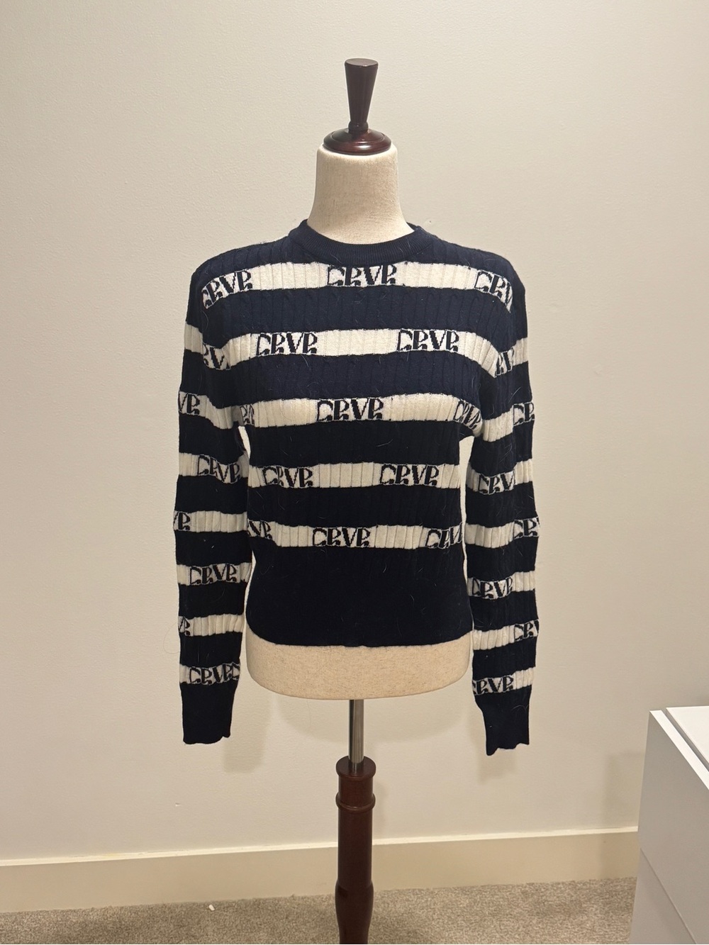 Striped Logo Knit Crewneck Sweater